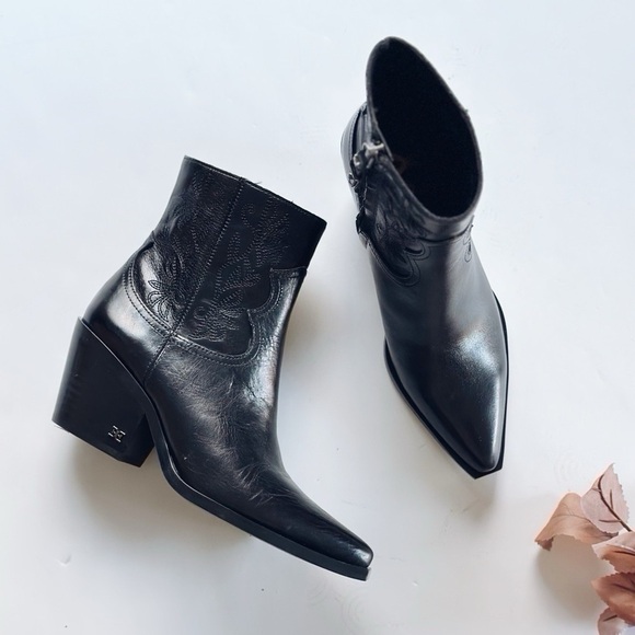 NEW Sam Edelman Wilda Pointed Toe Western Boot Black Size 5.5 - Picture 2 of 6